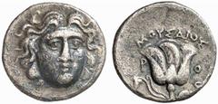 MüNZEN VON KARIEN / Sammlung Karl PSEUDO-RHODISCHE PRäGUNGEN KARIEN ODER LYKIEN No.: 829 Schätzpreis-Estimate: EUR 100,- d=16 mm Drachme, 175-170 v.Chr. Kopf des Helios en face, leicht nach rechts gew