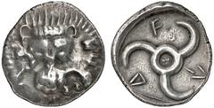 GRIECHISCHE MüNZEN DYNASTEN VON LYKIEN VEDREI No.: 349 Schätzpreis-Estimate: EUR 500 d=25 mm Stater, 385-380, Xanthos (?). Löwenskalp von vorne; Rs: F?D. Triskelis. N. Olçay - O. Mørkholm, NC 1971, 12
