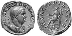 BALBINUS (238 n. Chr.) No.: 226 Schätzpreis-Estimation: DM 4000.- d=32 mm Sesterz. IMP CAES D CAEL BALBINVS AVG. Büste des Balbinus mit Lorbeerkranz, Paludament und Panzer rechts. Rs: CONCORDIA AVGG /