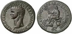 RöMISCHE MüNZEN KAISERREICH CLAUDIUS (41 - 54) NERO CLAUDIUS DRUSUS No.: 572 Schätzpreis-Estimate: EUR 2000 d=36 mm Sesterz, Rom, undatiert (41/2) NERO CLAVDIVS DRVSVS GERMANICVS IMP. Portraitkopf des