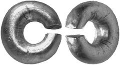 KELTISCHE MüNZEN BRITANNIEN No.: 1 Schätzpreis-Estimation: DM 1500,- Vormünzliches Zahlungsmittel in Form eines Ringes ("ring money"), ca. 1100 - 100 v. Chr. Tauschierter Goldring mit offenen Enden un
