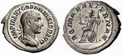 ROMAN COINS EMPIRE GORDIANUS I AFRICANUS (AD 238) Denarius, Rome mint, c. 1-22 April, AD 238. IMP M ANT GORDIANVS AFR AVG. Bust of Gordian I, laureate, draped, cuirassed, r.; dotted border. Rv: ROMAE 