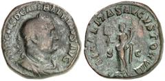 RÖMISCHE MÜNZEN BALBINUS, April-Juli 238. Sesterz, Rom, ca. April-Juni 238. IMP CAES D CAEL BALBINVS AVG. Drapierte Panzerbüste mit Lorbeerkranz rechts. Rv/ LIBERALITAS AVGVSTORVM / S –C. Liberalitas 
