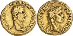 RÖMISCHE MÜNZEN CALIGULA, 37-41 Aureus, Lugdunum, 2. Emission, Ende 37. C. CAESAR AVG. GERM. P. M. TR. POT. Barhäuptiger Kopf des Caligula rechts. Rv/ DIVVS AVG•. – PATER PATRIAE. Kopf des Divus Augus
