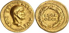 RÖMISCHE MÜNZEN GALBA, 68-69 Aureus, Rom, Aug.-Oktober 68. IMP SER GALBA AVG. Barhäuptiger Kopf rechts. Rv/ S P Q R / OB C S in zwei Zeilen im Eichenkranz (corona civica = Bürgerkrone). C 286; BMC 29 