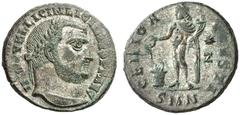 RÖMISCHE KAISERZEIT LICINIUS I, 308-324 Nummus, Nicomedia, 312. IMP C VAL LICIN LICINIVS P F AVG. Kopf mit Lorbeerkranz rechts. Rv/ GENIO A–VGVSTI / */Z / SMN. Genius mit Patera und Füllhorn n. links 