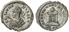 RÖMISCHE KAISERZEIT CRISPUS, ältester Sohn des Constantin, Caesar 317-326 Nummus, London 323-324. CR–ISPVS – NOBIL C. Gepanzerte Linksbüste mit Lorbeerkranz, gezücktem Speer und Schild. Rv/ BEAT TRA–N
