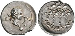 RÖMISCHE MÜNZEN RÖMISCHE KAISERZEIT. NERO, 54-68. Bürgerkrieg 68-70. Denar, Aufstand des Fabius Valens, Germania Inferior, Oktober-November 68. LIBER–TAS. Büste der Libertas mit Stephane rechts; am En