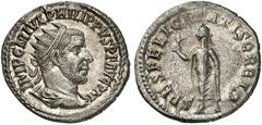 RÖMISCHE MÜNZEN RÖMISCHE KAISERZEIT. PHILIPPUS I ARABS, 244-249. Antoninian, Antiochia, 244. IMP C M IVL PHILIP PVS P F AVG P M. Drap. Panzerbüste mit Stkr. rechts. Rv/ SPES FELICITATIS ORBIS. Spes mi