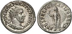 RÖMISCHE MÜNZEN RÖMISCHE KAISERZEIT. PHILIPPUS I ARABS, 244-249. Antoninian, Antiochia, 244. IMP C M IVL PHILIP PVS P F AVG P M. Drap. Panzerbüste mit Stkr. rechts. Rv/ SPES FELICITATIS ORBIS. Spes mi