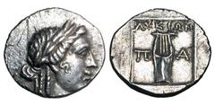 LYCIA, Lycian League, Patara. 167-81 BC. AR Drachm (2.59 gm), Series 2. Laureate head of Apollo / Lyre. Trox.19.4. Toned aXF. Rare.