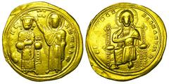 BYZANTINE EMPIRE. Romanos III, 1028-1034 AD. Gold Histamenon Nomisma (4.36 gm) of Constantinople. Christ enthroned / Emperor blessed by the Virgin Mary. S.1819. VF.