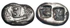 KINGDOM OF LYDIA. Kroisos, 561-546 BC. AR Sixth Stater (1.50 gm). Foreparts of lion and bull confronted / Two-part incuse square. Rosen.667. Berk.25. SNG.Kay.1019. Toned aXF. Choice. [Est. $1100]
