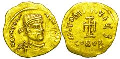 BYZANTINE EMPIRE. Constantine IV, 668-685 AD. Gold Tremissis (1.44 gm) of Constantinople. Diademed draped bust / Large cross. S.1162. VF+, light graffiti in obv. field. Nice strike and detail for thes