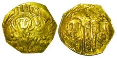 BYZANTINE EMPIRE. Andronikos II & Andronikos III, 1325-1334 AD. Gold Hyperpyron (2.73 gm) of Constantinople. The Virgin Mary within the citadel walls / Christ between both emperors. S.2461. Bendall.RN