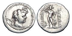 BAKTRIAN KINGDOM. Demetrios I, 200-185 BC. AR Obol (0.68 gm). Bust wearing elephant-skin headdress / Herakles standing holding club and lion-skin. SNG.ANS.193. VF+. ex K. Vaughn collection.