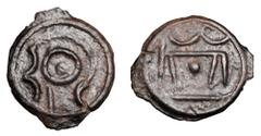 Celtic CELTIC BRITAIN. Cantii, 85-50 BC. Potin Unit (1.80 gm). Celticized head of Apollo / Charging bull. S.63. ABC.171. vA.133. aXF, brown patina.
