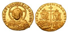 Byzantine BYZANTINE EMPIRE. Constantine VII, 913-959 AD. Gold Solidus (4.41 gm) of Constantinople. Facing bust of Christ / Cross between facing busts of Emperor & Romanos II. S.1751. Mint