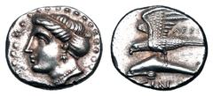 Greek Coins PAPHLAGONIA, Sinope. 410-350 BC. AR Drachm (4.93 gm). Head of nymph / Eagle on dolphin. SNG.BM.1421. Toned XF. ex Arpasi collection.