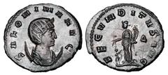 Roman Imperial Coins SALONINA, wife of Gallienus, 253-268 AD. Billon Antoninianus (4.36 gm). Draped bust on crescent / Fecunditas standing with cornucopiae and child. RIC.5. Toned VF+, brown patina.