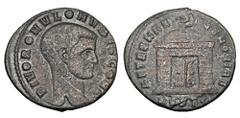 Roman Imperial Coins ROMULUS, son of Maxentius, died 309 AD. Æ Follis (6.00 gm) of Ostia. Bare head / Dome-roofed temple surmounted by eagle. RIC.34. VF, brown patina.