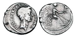 Roman Imperatorial Coins JULIUS CAESAR, d. March 15, 44BC. AR Denarius (3.85 gm) of Feb-Mar. 44 BC by L. Aemilius Buca. Laureate head of Caesar / Venus seated holding Victory. RSC.24. Cr.480/7(b). Ton