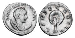 Roman Imperial Coins MARINIANA, wife of Valerian, d. 253 AD. AR Antoninianus (3.85 gm). Veiled bust on crescent / Peacock with tail in splendour. RIC.3(S). VF+. Scarce.