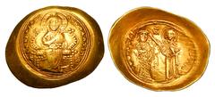 Byzantine Coins BYZANTINE EMPIRE. Constantine X, 1059-1067 AD. Gold Histamenon Nomisma (4.36 gm) of Constantinople. Christ enthroned / The Virgin Mary blessing emperor. S.1848. XF.