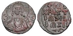 Byzantine Coins BYZANTINE EMPIRE. Constantine VIII, 1025-1028 AD. Æ Follis (7.28 gm), anon. class A3. Nimbate bust of Christ holding Gospels / +IhSUS XRISTUS BASILEU BASILE. S.1818. Near Mint, brown p