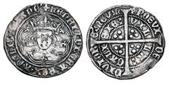 World Coins - Medieval (pre-1500) ENGLAND. Henry VI, 1422-1461 AD. AR Groat (3.71 gm), Annulet issue, Calais. i. m. pierced cross. Crowned bust facing in tressure / Long cross with three pellets in ea