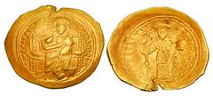 Byzantine BYZANTINE EMPIRE. Constantine X, 1059-1067 AD. Gold Histamenon Nomisma (4.39 gm) of Constantinople. Christ enthroned / Emperor standing. S.1847. aXF, edge flaw.