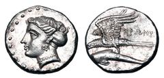 Greek Coins PAPHLAGONIA, Sinope. 330-300 BC. AR Drachm (5.98 gm). Head of nymph / Eagle on dolphin. SNG.BMC.1468. Near Mint.