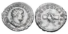 Roman Imperial Coins BALBINUS, 238 AD. AR Antoninianus (4.41 gm). Radiate draped and cuirassed bust / Clasped hands. RIC.10. Toned VF+. Scarce.