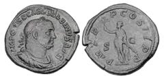 Roman Imperial Coins BALBINUS, April-July 238 AD. Æ Sestertius (20.52 gm). Laureate and draped bust / Emperor standing holding branch and parazonium. RIC.16. BMC.28. VF, green patina. ex Hoffman colle