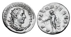 Roman Imperial Coins AEMILIAN, 253 AD. AR Antoninianus (3.73 gm). Radiate draped bust / Apollo standing holding branch and resting hand on lyre. RIC.1. RSC.2. Toned VF. Rare.