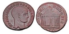 Roman Imperial Coins DIVUS ROMULUS, son of Maxentius, 308-309 AD. Æ Follis (6.47 gm) of Ostia. Bare head / Dome-roofed temple surmounted by eagle. RIC.33. VF+, brown patina. Rare.
