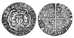 World Coins - Medieval (pre-1500) ENGLAND. Edward IV, Second reign, 1471-1483 AD. AR Groat (2.81 gm) of Bristol, i.m. Annulet Crowned bust / Long cross with pellets. S.2101. Toned VF. Rare. ex Sellwoo