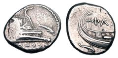 Greek Coins LYCIA, Phaselis. 500-440 BC. AR Stater (10.31 gm). Prow of galley with dolphin in front / Stern of galley with tripod and dolphin below. Heipp-Tamer.Ser.6 v. CNG.e395.173. Toned VF+.