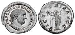 Roman Imperial Coins BALBINUS, 238 AD. AR Denarius (2.89 gm). Laureate draped bust / Victory standing holding wreath and palm. RSC.27. RIC.8. Lightly Toned XF.