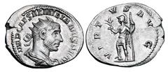 Roman Imperial Coins AEMILIAN, 253 AD. AR Antoninianus (3.40 gm). Radiate draped bust / Virtus standing holding branch and spear. RIC.22(R). Toned XF.