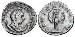 Roman Imperial Coins MARINIANA, wife of Valerian, d. 253 AD. AR Antoninianus (3.21 gm). Veiled bust on crescent / Peacock with tail in splendour. RIC.3(S). Toned VF. Scarce.