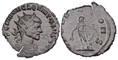 Roman Imperial Coins QUINTILLUS, 270 AD. Æ Antoninianus (2.16 gm). Radiate and cuirassed bust / Apollo standing holding laurel branch and lyre. RIC.9. VF brown patina, flan crack.