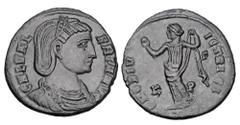 Roman Imperial Coins GALERIA VALERIA, wife of Galerius, 308-310 AD. Æ Follis (6.11 gm). Draped bust right / Venus standing holding apple. RIC.110. XF, brown black patina.
