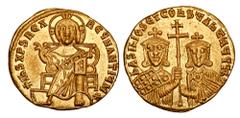 Byzantine Coins BYZANTINE EMPIRE. Basil I, 867-886 AD. Gold Solidus (4.36 gm) of Constantinople. Christ enthroned / Crowned facing busts of Basil & Constantine. S.1704. Near Mint. Scarce.