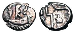 Celtic Coins CELTIC BRITAIN. The Durotriges, ca. 50 BC - 50 AD. Silver Base gold (silver appearance) Quarter Stater (1.14 gm). Duro Boat Bird type. Geometric design with crescent: "Three men in a boat