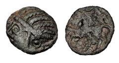 Celtic Coins CELTIC BRITAIN. Trinovantes. Addedomao, I Century BC. Æ Unit (1.26 gm). Bust with corded hair / Horse. S.206. ABC.2544. VF, green patina. ex K. Knabe collection, with Chris Rudd tag.
