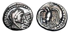 Celtic Coins CELTIC BRITAIN, Catuvellauni. Epaticcus, 20-40 AD. AR Unit (1.21 gm). Bust of Herakles wearing lion-skin / Eagle standing with spread wings. S.356. ABC.1346. Toned VF+. ex K. Knabe collec