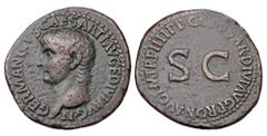 Roman Imperial Coins GERMANICUS, father of Caligula, d. 19 AD. Æ As (14.53 gm), struck under Caligula. Bare head of Germanicus / Large SC, legend around. RIC.50 (Caligula). Choice VF, brown patina.