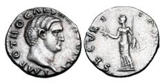 Roman Imperial Coins OTHO, Jan-Apr 69 AD. AR Denarius (3.24 gm). Bare head / Securitas standing with wreath and sceptre. RSC.17. RIC.10(R3). Toned XF. Rare. ex Dr. N. Lowe collection.