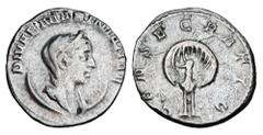 Roman Imperial Coins MARINIANA, wife of Valerian, d. 253 AD. AR Antoninianus (4.42 gm). Veiled bust on crescent / Peacock with tail in splendour. RIC.3(S). Toned VF. Scarce.